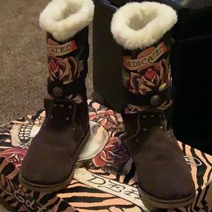 Ed Hardy Boot Straps Boots Chocolate